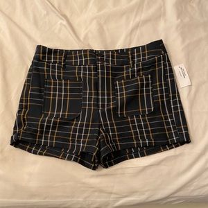 Navy Blue Plaid Shorts